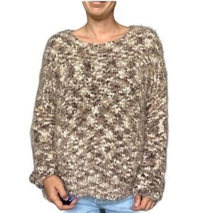 Simply Noelle Fuzzy Fall Pullover Sweater Brown Women Size Small Medium